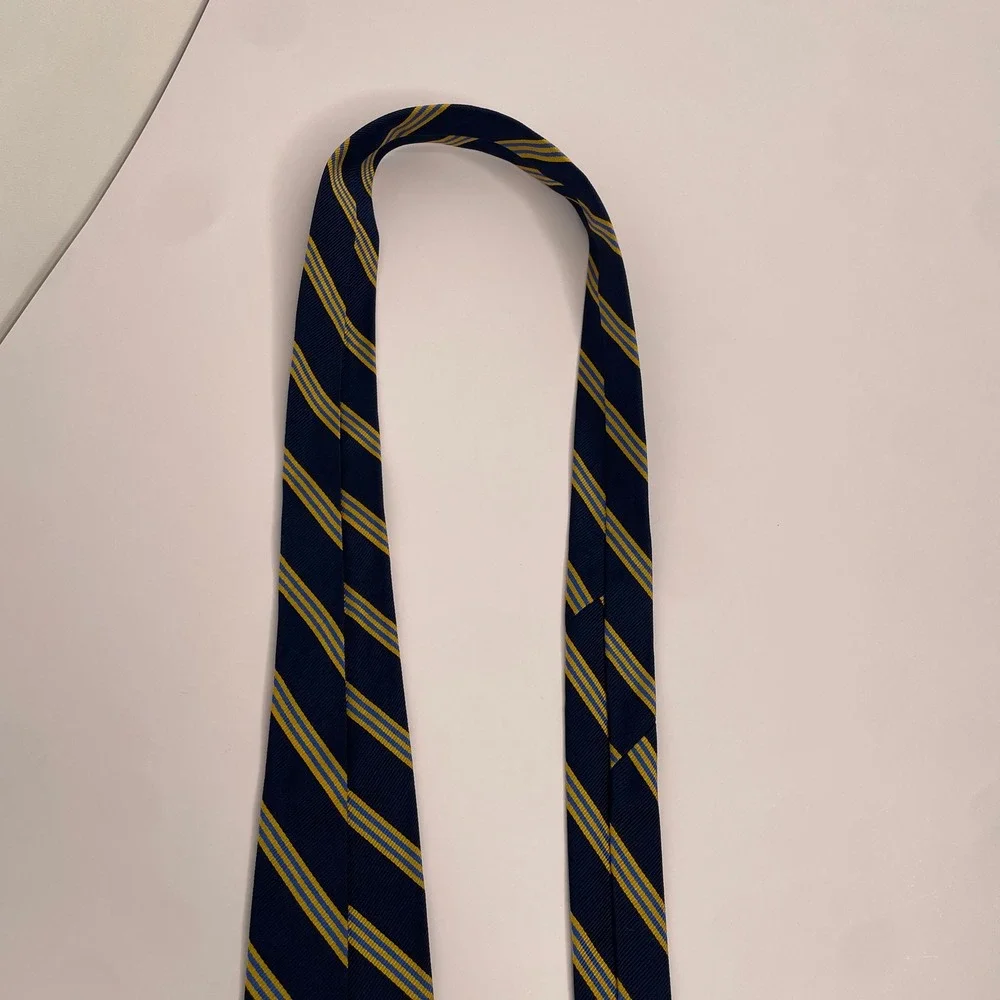 Brooks Brothers‎ 246 Silk Tie Blue Yellow Stripe Classic 3.25